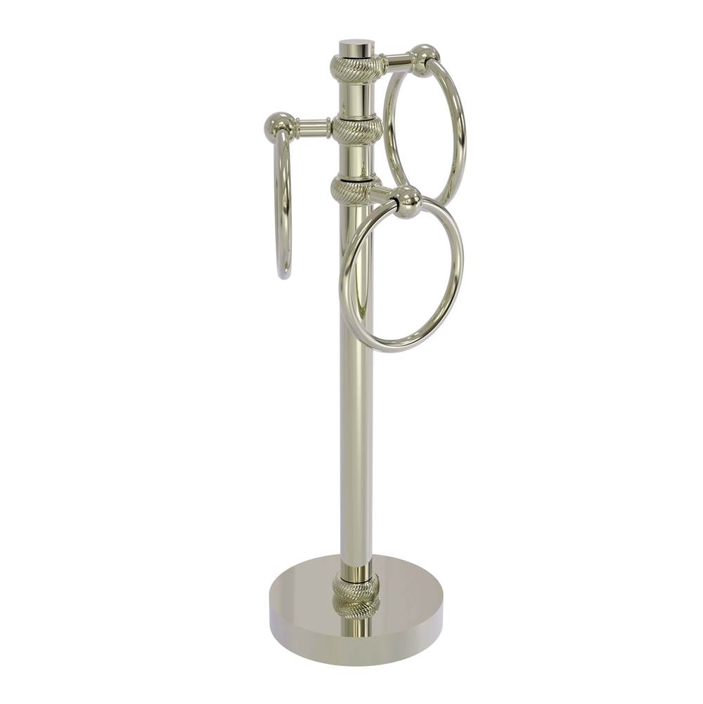 Allied Brass Vanity Top 3 Towel Ring Guest Towel Holder with Twisted Accents