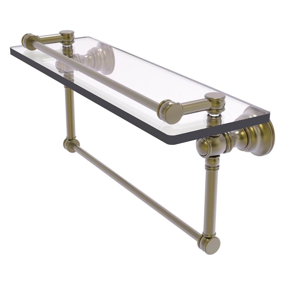Allied Brass Carolina Collection 16 Inch Gallery Glass Shelf with Towel Bar - Antique Brass