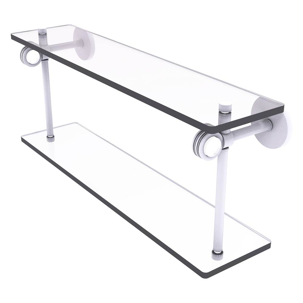 Allied Brass Clearview Collection 16 Inch Double Glass Shelf with Dotted Accents - Matte White