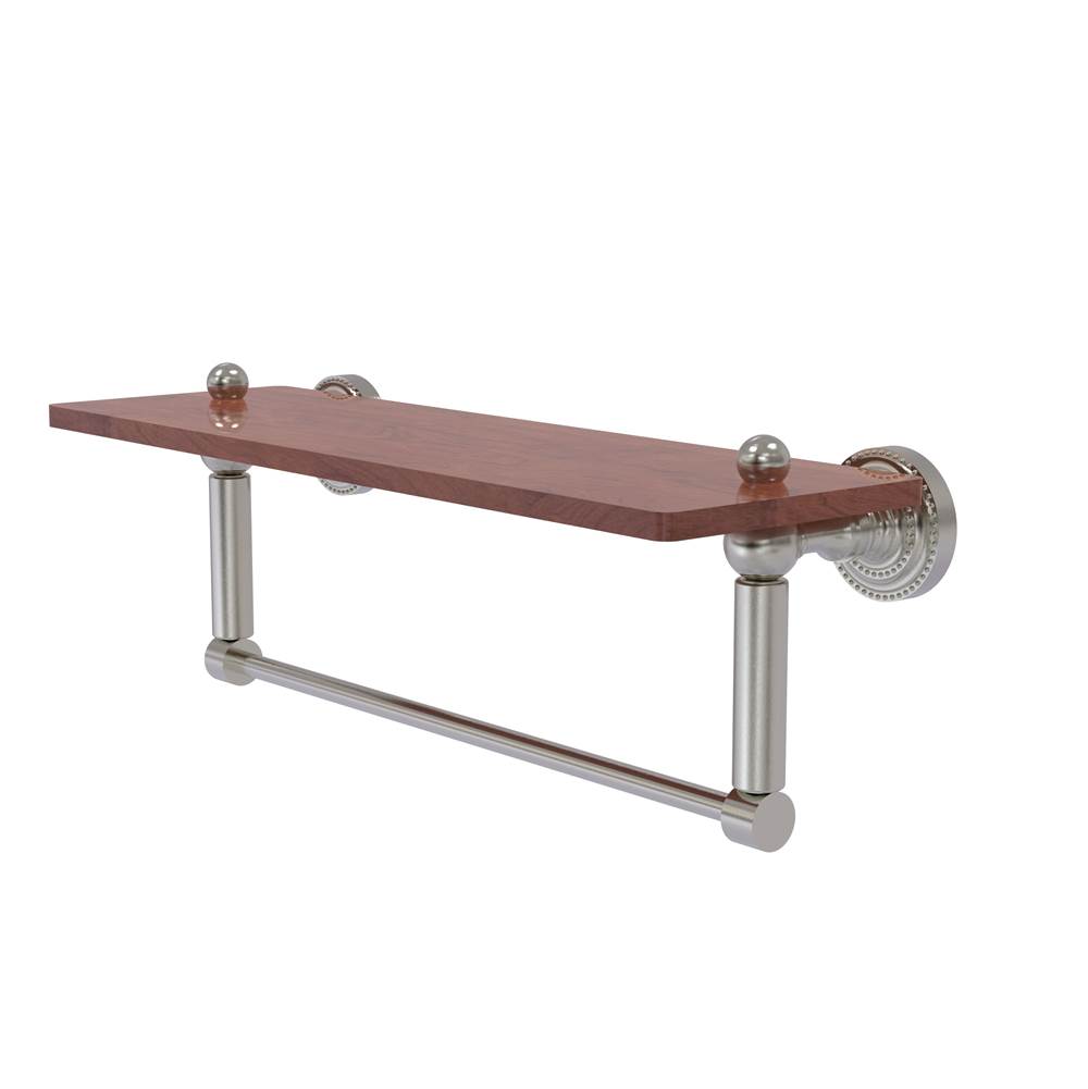 Allied Brass Dottingham Collection 16 Inch Solid IPE Ironwood Shelf with Integrated Towel Bar