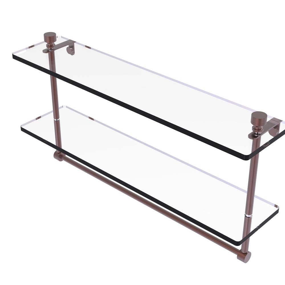 Allied Brass Foxtrot Collection 22 Inch Two Tiered Glass Shelf with Integrated Towel Bar