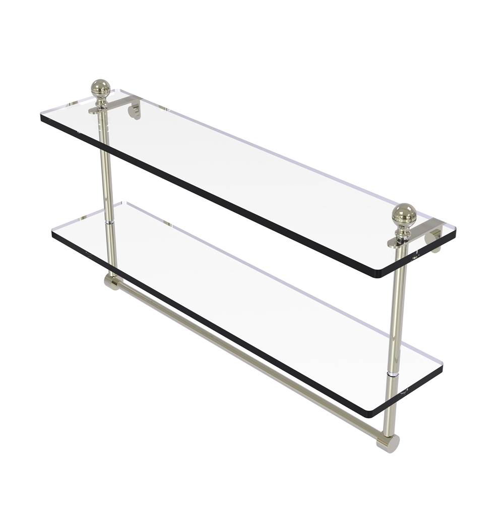 Allied Brass Mambo Collection 22 Inch Two Tiered Glass Shelf with Integrated Towel Bar