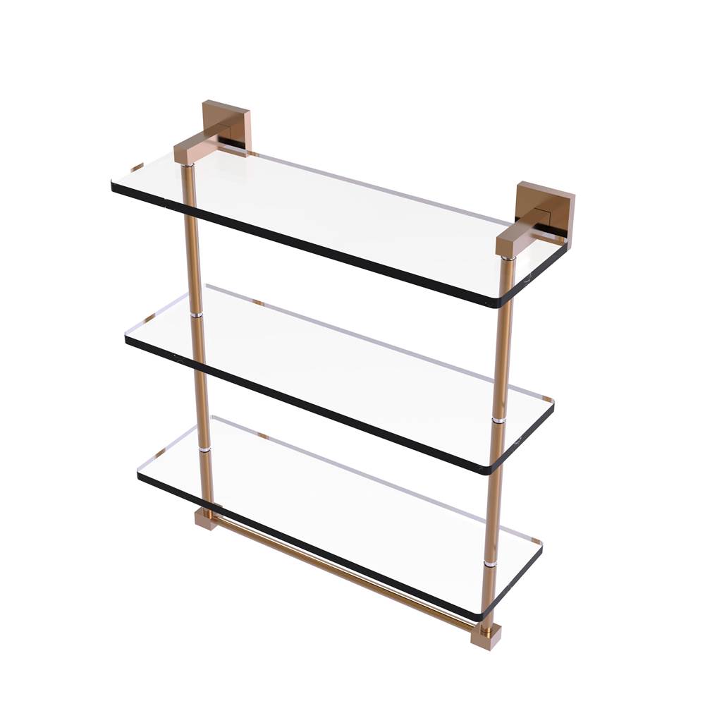 Allied Brass Montero Collection 16 Inch Triple Tiered Glass Shelf with integrated towel bar