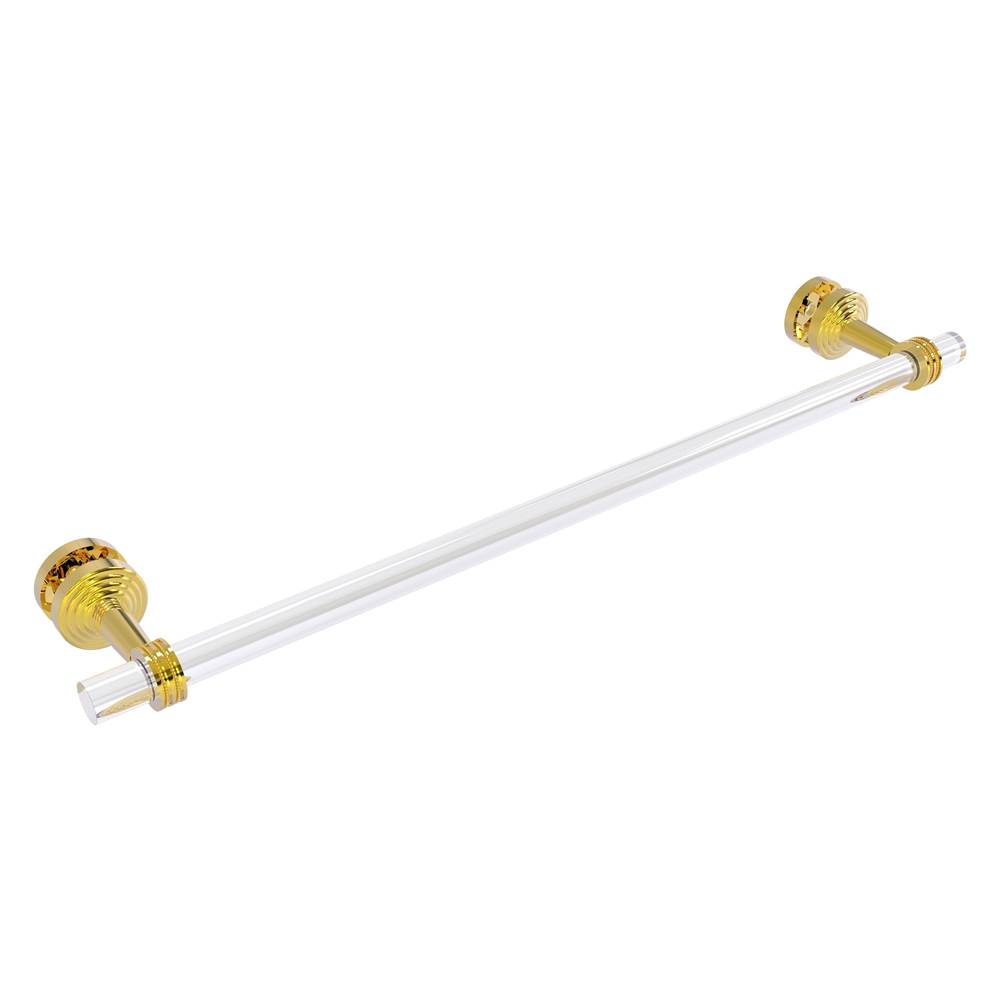 Allied Brass Pacific Beach Collection 24 Inch Shower Door Towel Bar with Dotted Accents - Polished Brass