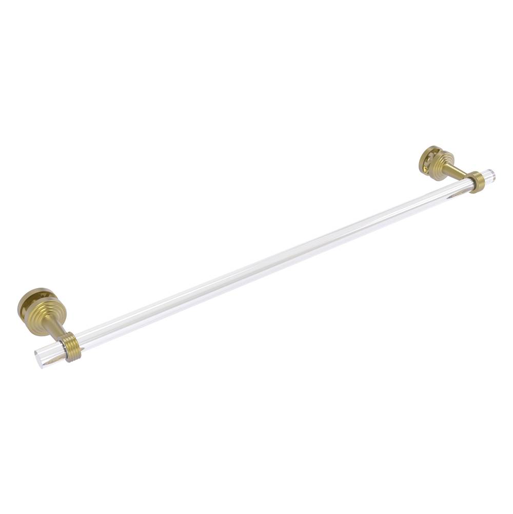 Allied Brass Pacific Beach Collection 30 Inch Shower Door Towel Bar with Grooved Accents - Satin Brass