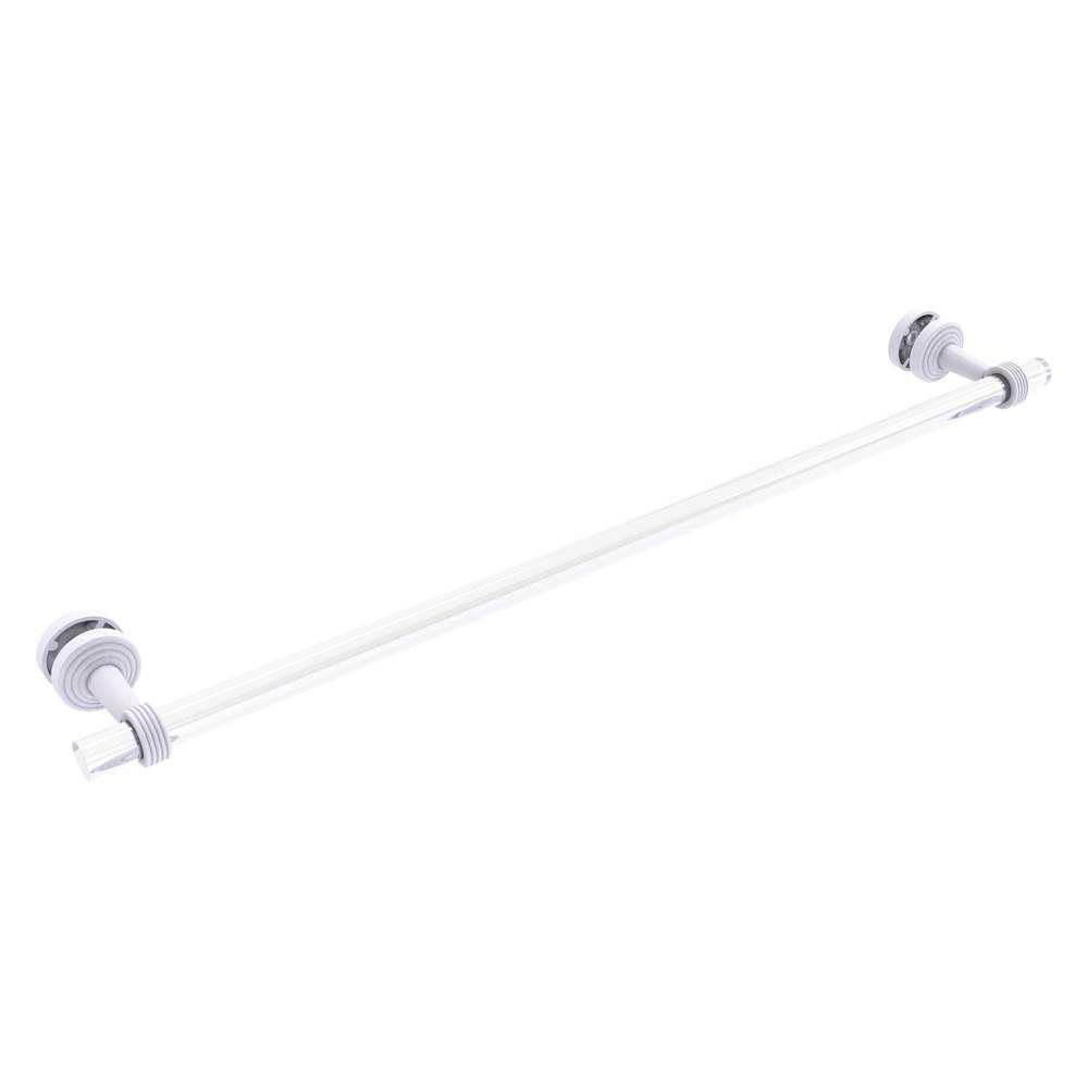 Allied Brass Pacific Beach Collection 30 Inch Shower Door Towel Bar with Grooved Accents - Matte White