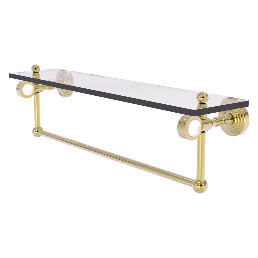 Allied Brass Pacific Grove Collection 22 Inch Glass Shelf with Towel Bar - Unlacquered Brass