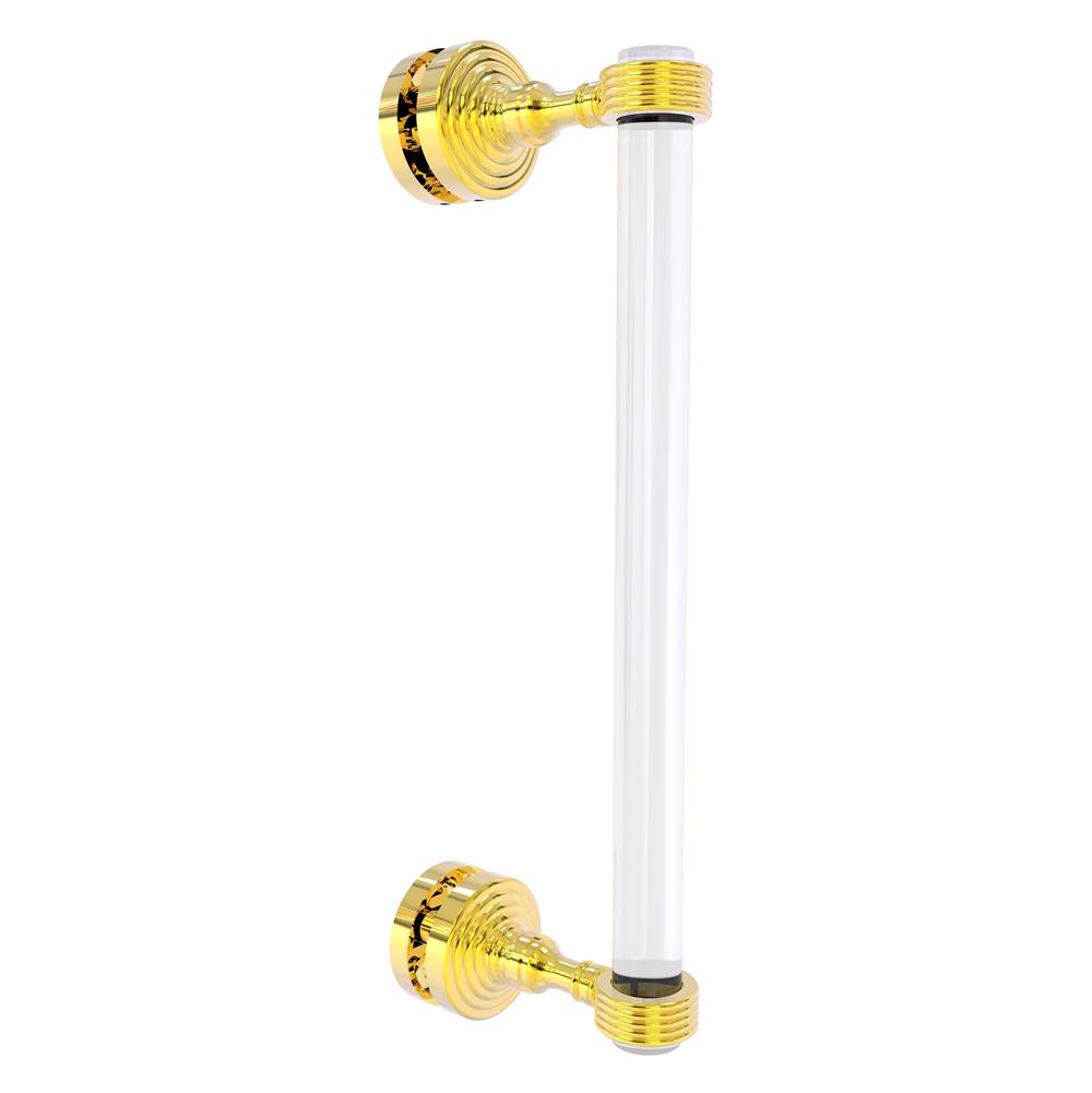 Allied Brass Pacific Grove Collection 12 Inch Single Side Shower Door Pull with Grooved Accents - Polished Brass