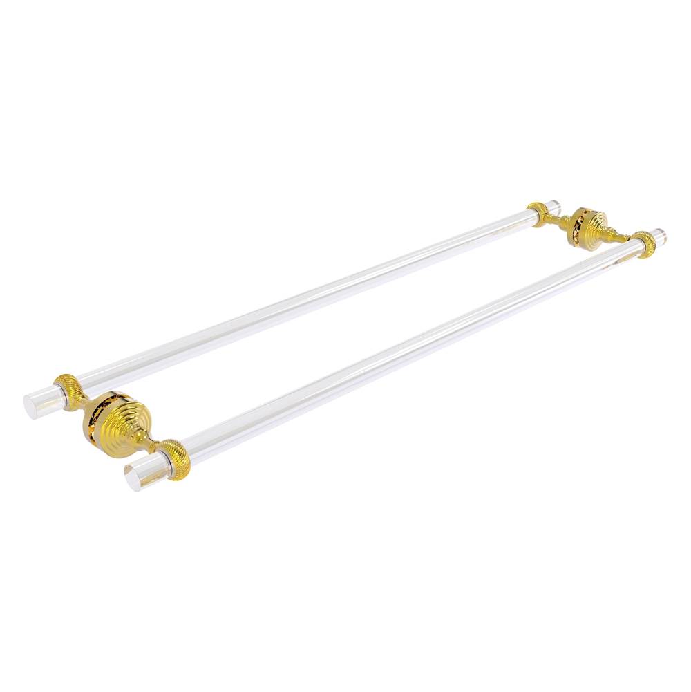Allied Brass Pacific Grove Collection 30 Inch Back to Back Shower Door Towel Bar with Twisted Accents - Polished Brass