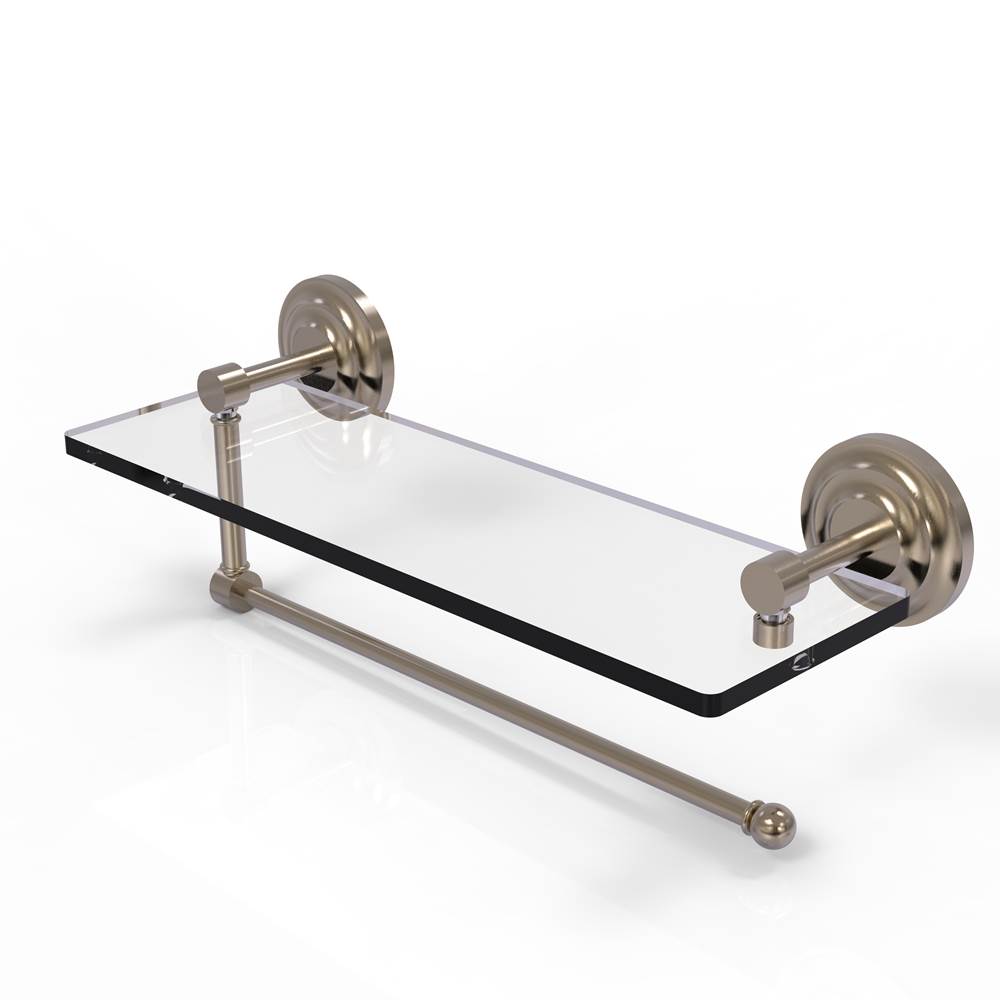 Allied Brass Prestige Que New Collection Paper Towel Holder with 16 Inch Glass Shelf