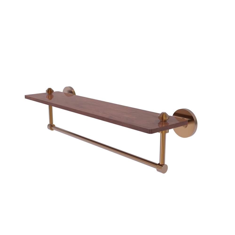 Allied Brass South Beach Collection 22 Inch Solid IPE Ironwood Shelf with Integrated Towel Bar
