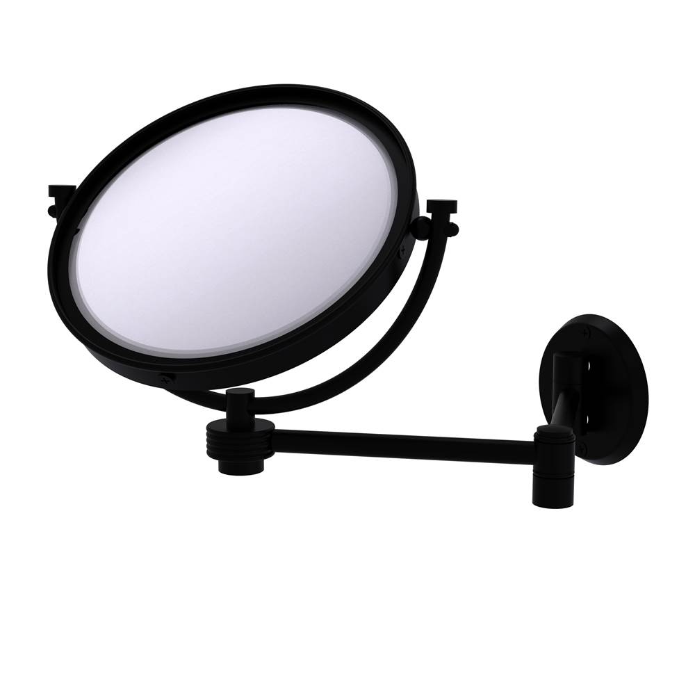 Allied Brass 8 Inch Wall Mounted Extending Make-Up Mirror 2X Magnification with Groovy Accent