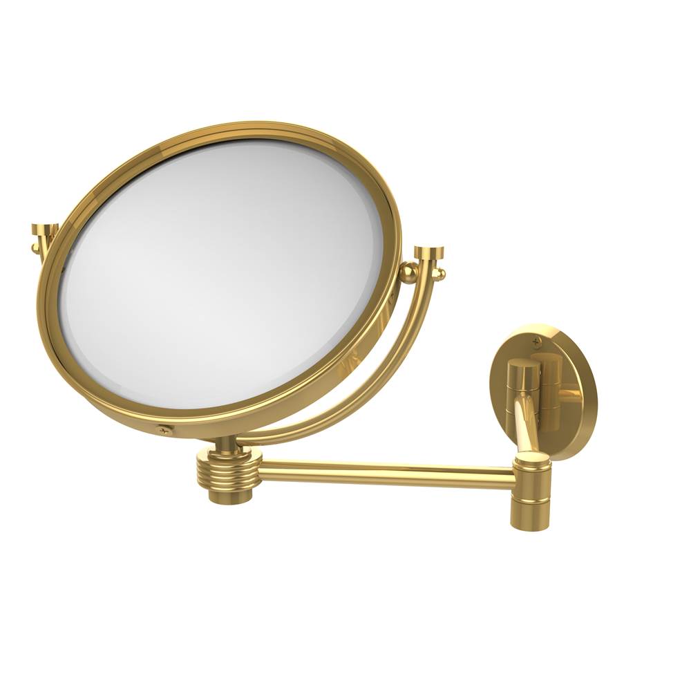 Allied Brass 8 Inch Wall Mounted Extending Make-Up Mirror 4X Magnification with Groovy Accent