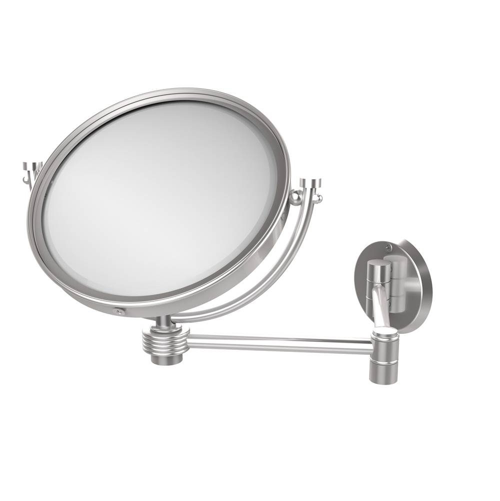 Allied Brass 8 Inch Wall Mounted Extending Make-Up Mirror 4X Magnification with Groovy Accent
