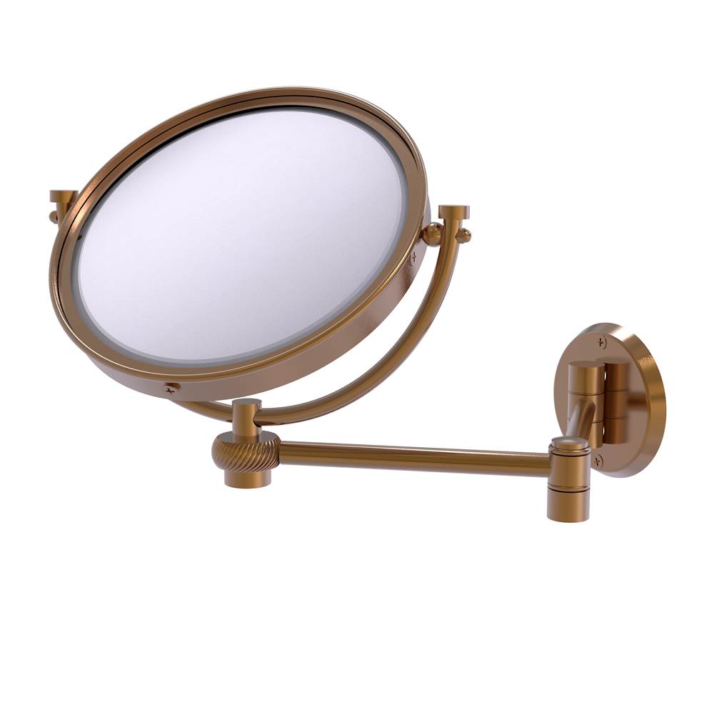 Allied Brass 8 Inch Wall Mounted Extending Make-Up Mirror 4X Magnification with Twist Accent