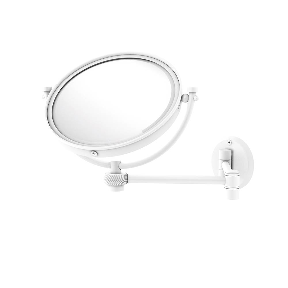 Allied Brass 8 Inch Wall Mounted Extending Make-Up Mirror 4X Magnification with Twist Accent