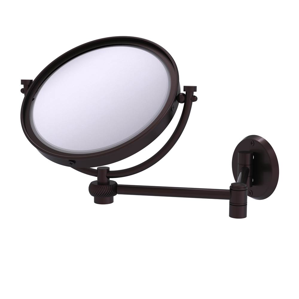 Allied Brass 8 Inch Wall Mounted Extending Make-Up Mirror 5X Magnification with Twist Accent