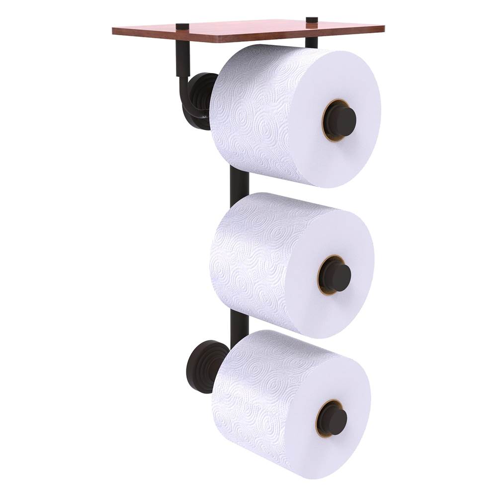 Allied Brass Waverly Place Collection 3 Roll Toilet Paper Holder with Wood Shelf - Oil Rubbed Bronze