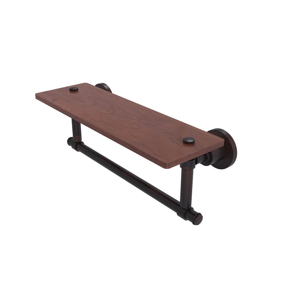 Allied Brass Washington Square Collection 16 Inch Solid IPE Ironwood Shelf with Integrated Towel Bar