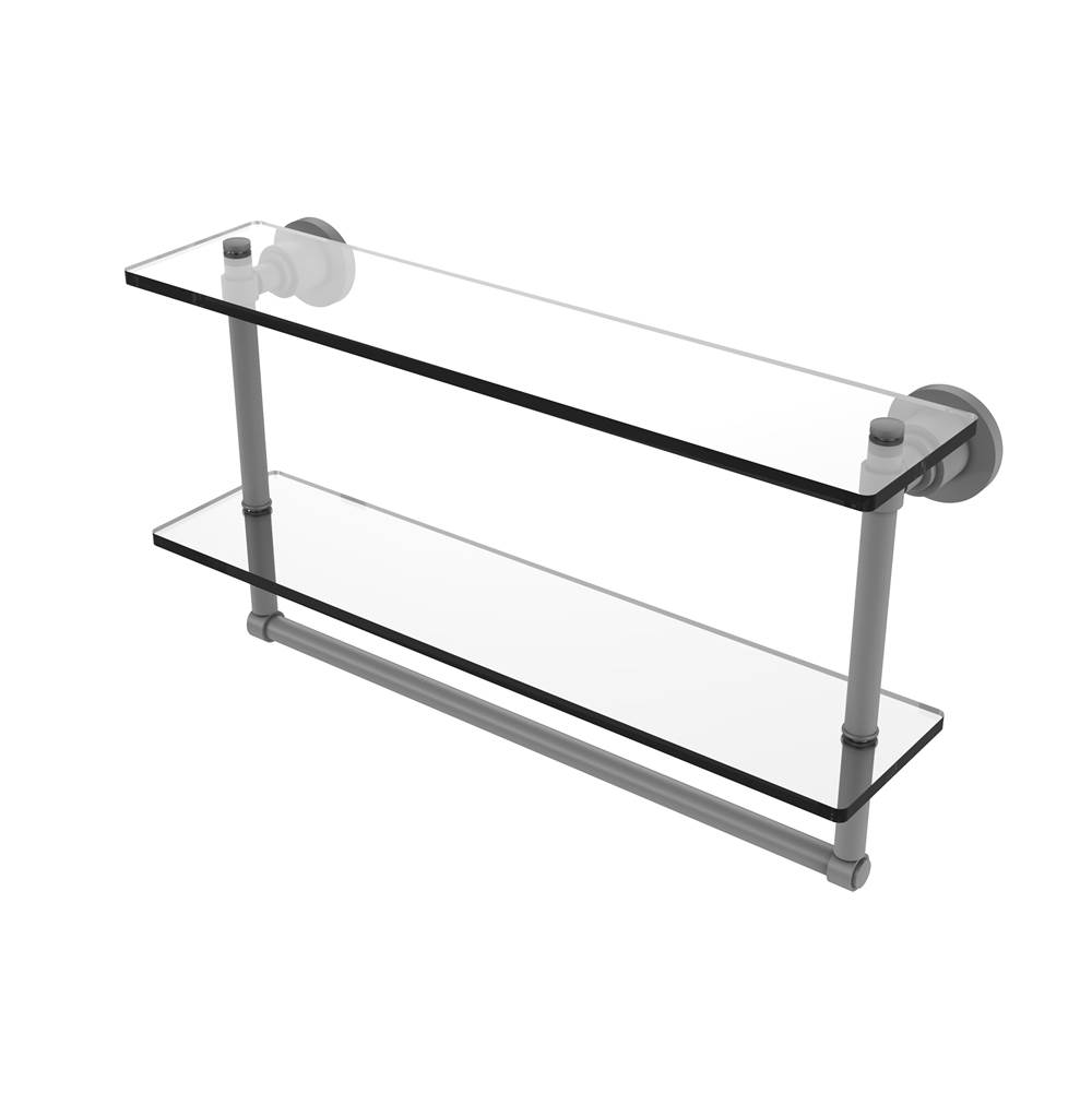 Allied Brass Washington Square Collection 22 Inch Two Tiered Glass Shelf with Integrated Towel Bar