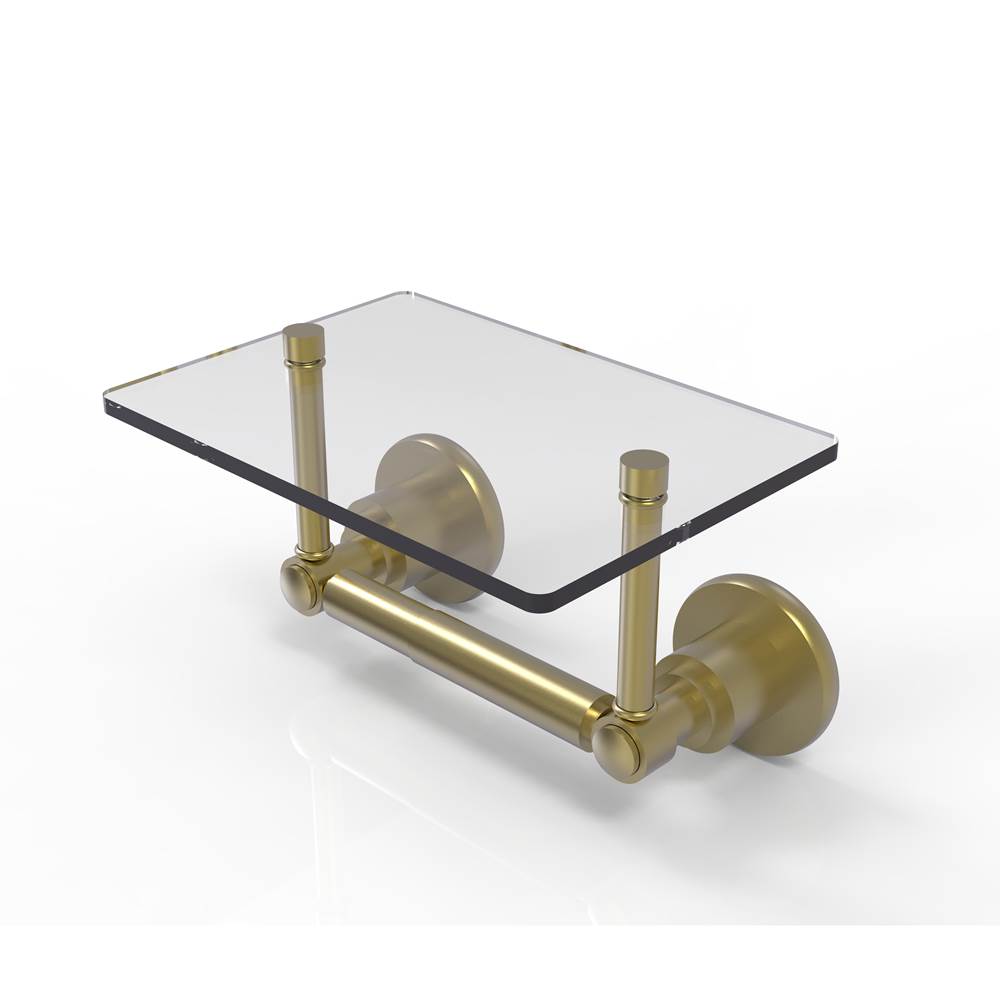 Allied Brass Washington Square Collection Two Post Toilet Tissue Holder with Glass Shelf