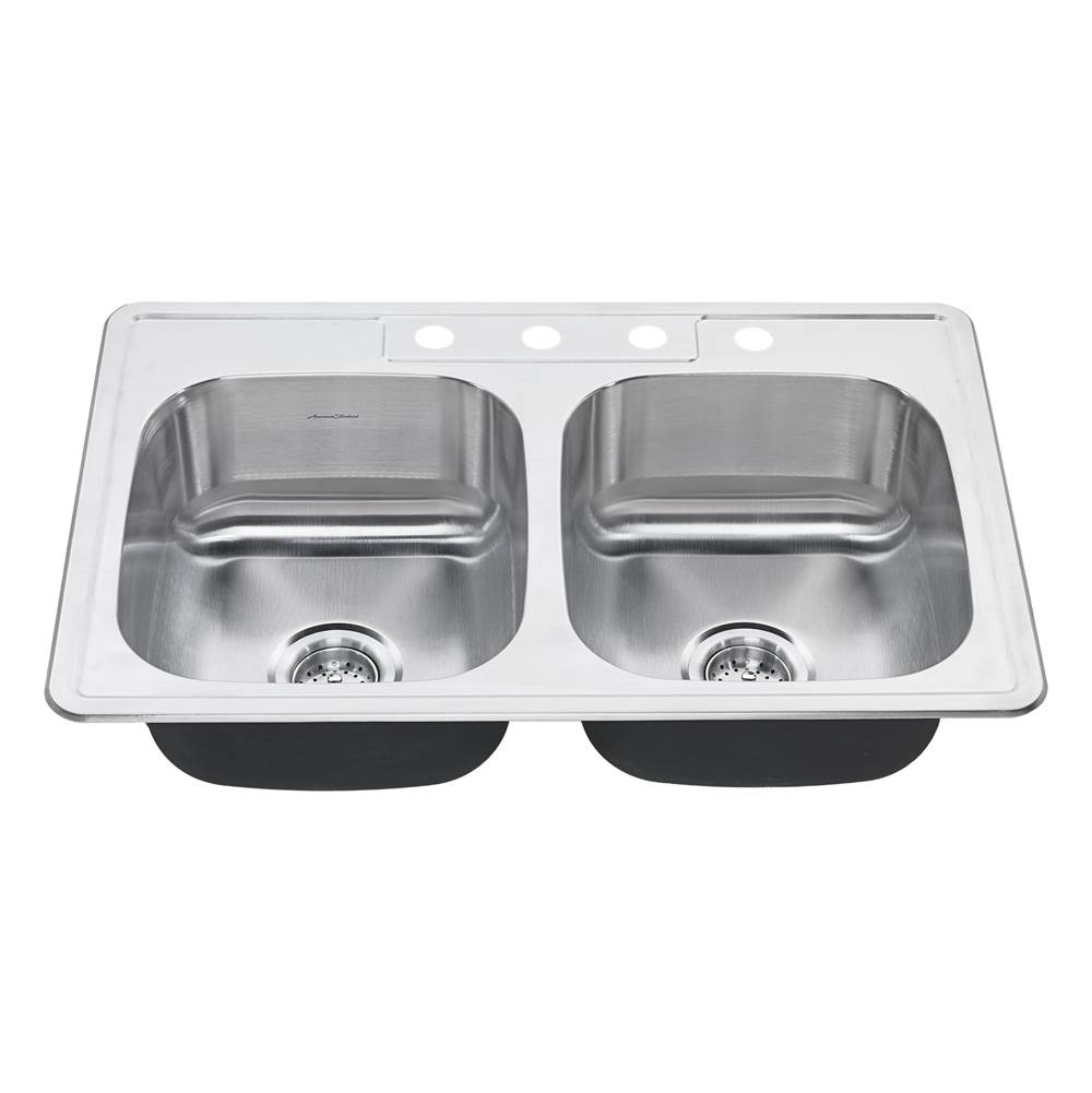 American Standard Colony®  33 x 22-Inch Stainless Steel 4-Hole Top Mount Double Bowl ADA Kitchen Sink