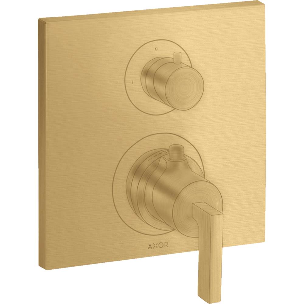 Axor Citterio Thermostatic Trim with Volume Control and Diverter in Brushed Gold Optic