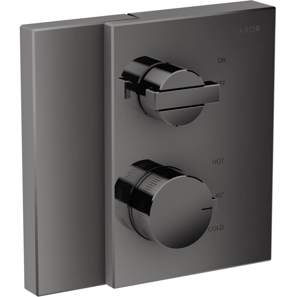 Axor Edge Thermostatic Trim with Volume Control in Polished Black Chrome