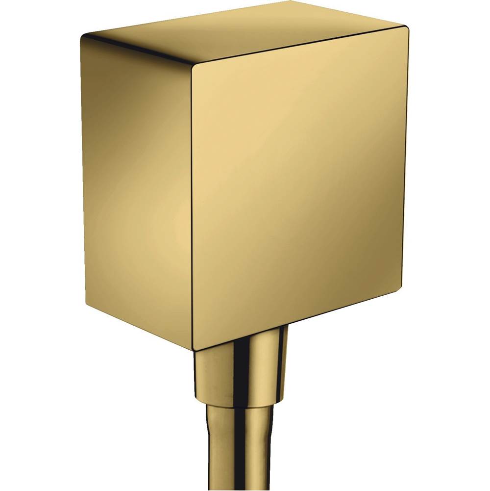 Axor ShowerSolutions Wall Outlet Square with Check Valves in Polished Gold Optic
