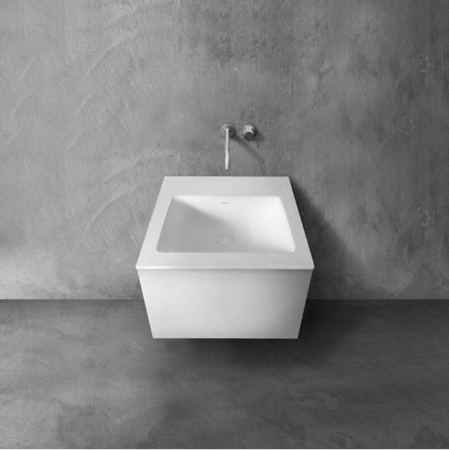 Blu Bathworks series 600 blu•stone™ integrated basin vanity top, 1/2'' thick; 23 3/4''W x 6 3/4''H x 20 1/4''D; Slate Gloss