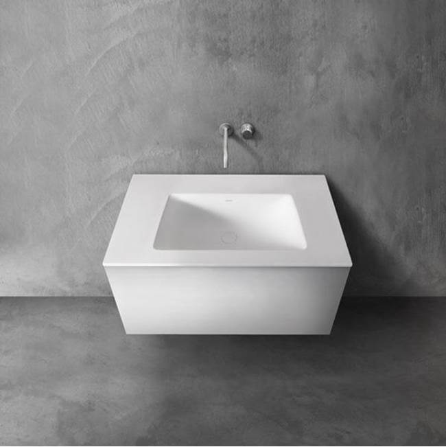 Blu Bathworks series 900 blu•stone™ integrated basin vanity top, 1/2'' thick; 35 3/4''W x 6 3/4''H x 20 1/4''D; Black Matte