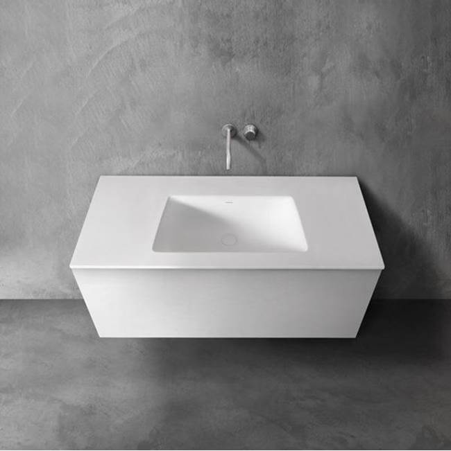 Blu Bathworks series 1200 blu•stone™ integrated basin vanity top, 1/2'' thick; 47 1/2''W x 6 3/4''H x 20 1/4''D; Black Matte
