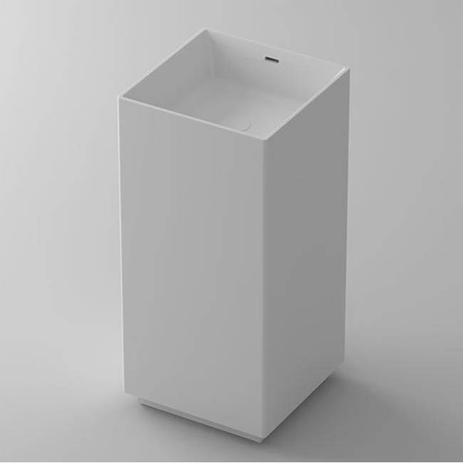 Blu Bathworks metrix blu•stone™ square freestanding pedestal basin; 16 1/2''L x 16 1/2''W x 35 1/2''H; White Matte