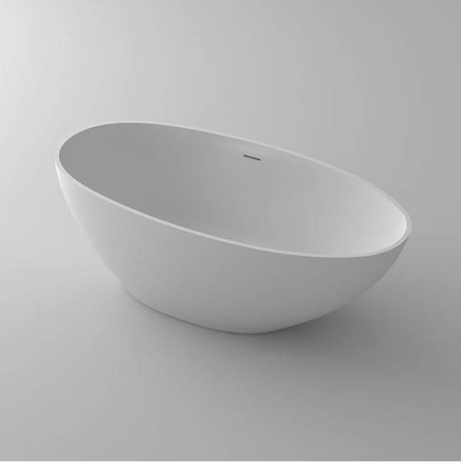 Blu Bathworks halo•1 blu•stone™ freestanding oval tub; 63''L x 30''W x 21 3/4''H; White Gloss