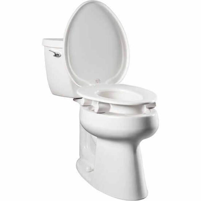 Bemis Bemis Independence Assurance™ with Clean Shield Elongated Plastic 3'' Premium Raised Toilet Seat with Shield White Never Loosens with Extra Stability