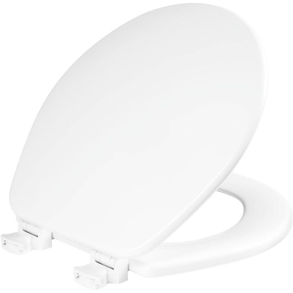 Bemis Church Round Enameled Wood Toilet Seat in White with Easy-Clean® Hinge
