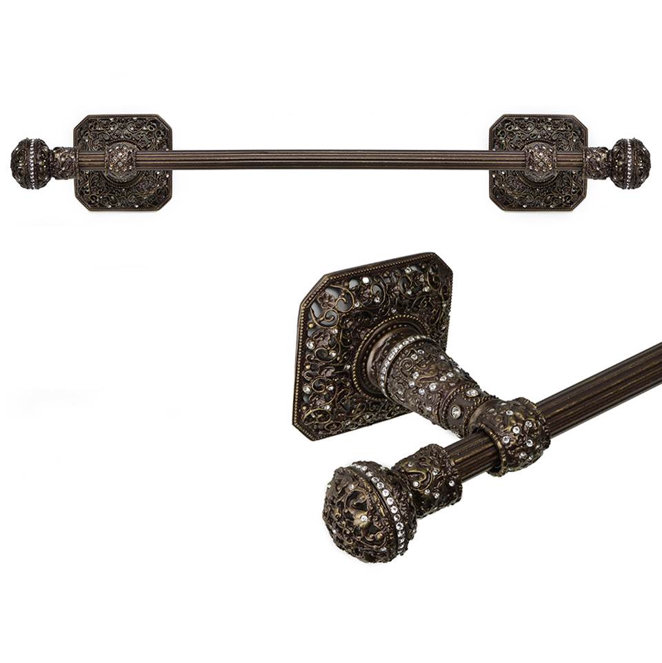 Carpe Diem Hardware Juliane Grace 24'' O.C. (Approximately) Towel Bar With 350 Swarovski Clear Crystals With 5/8'' Reeded Center