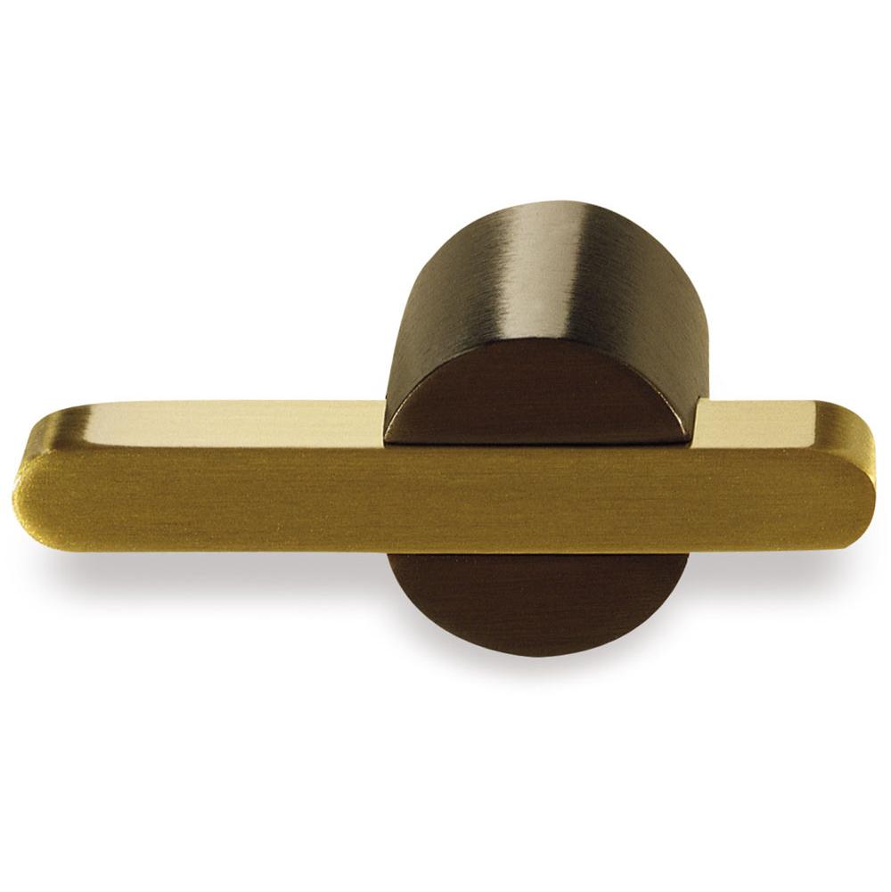 Colonial Bronze T Cabinet Knob Hand Finished in Polished Brass and Oil Rubbed Bronze