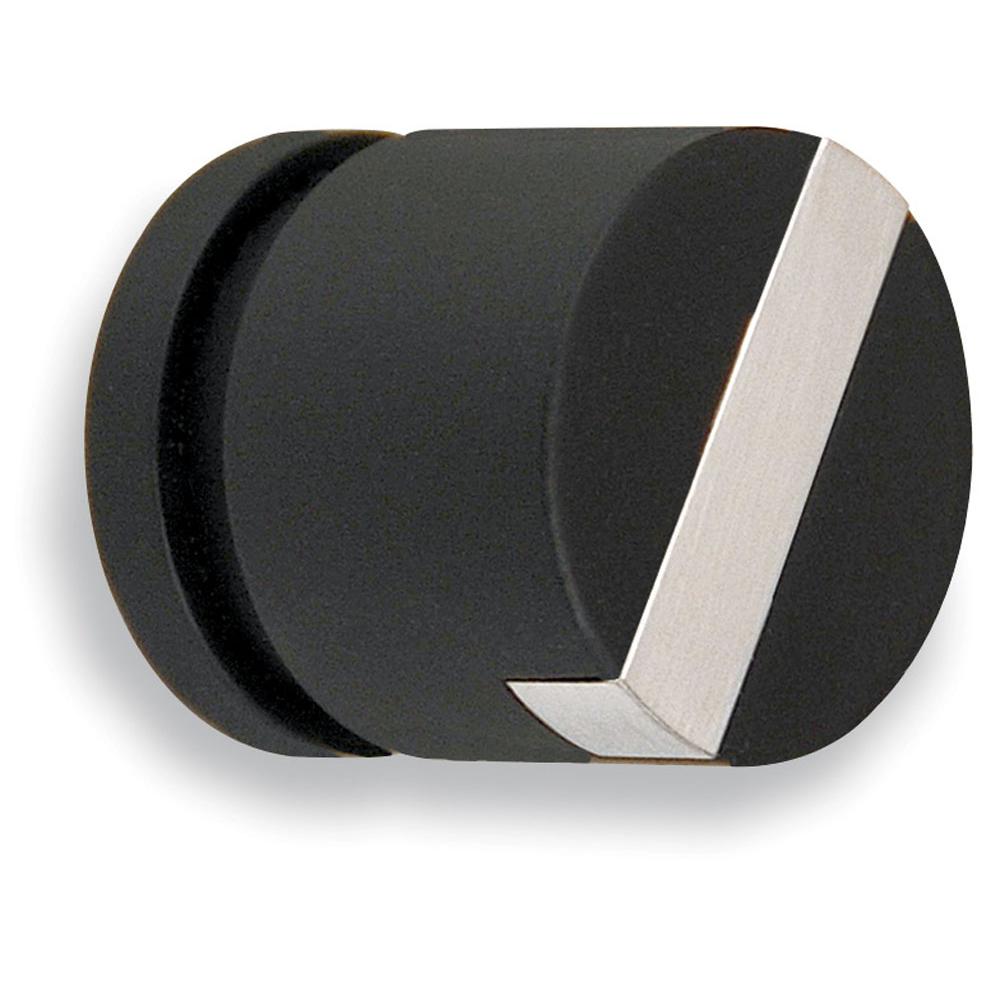 Colonial Bronze Top Striped Cabinet Knob Hand Finished in Satin Black and Satin Black
