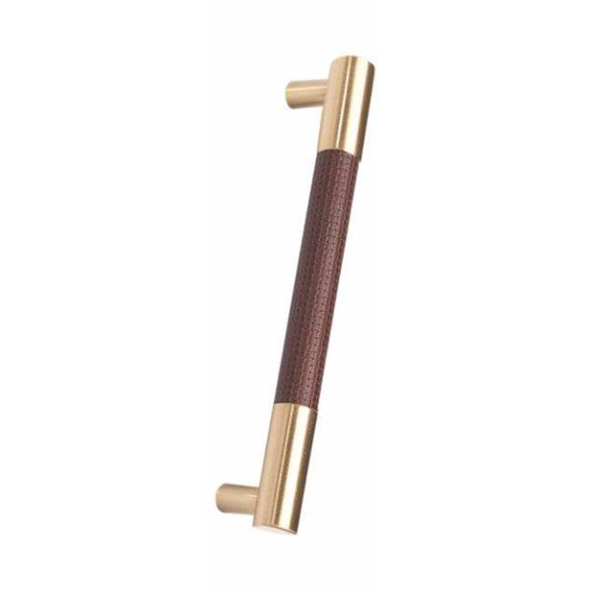 Colonial Bronze Leather Accented Round Appliance Pull, Door Pull, Shower Door Pull, Towel Bar With Straight Posts, Oil Rubbed Bronze x Woven Cherry Royale Leather