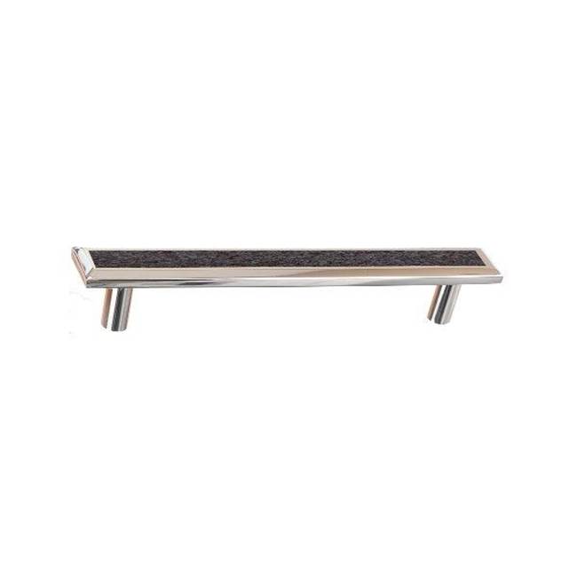 Colonial Bronze Leather Accented Rectangular, Beveled Appliance Pull, Door Pull, Shower Door Pull With Straight Posts, Heritage Bronze x Pinseal Pitch Brown Leather