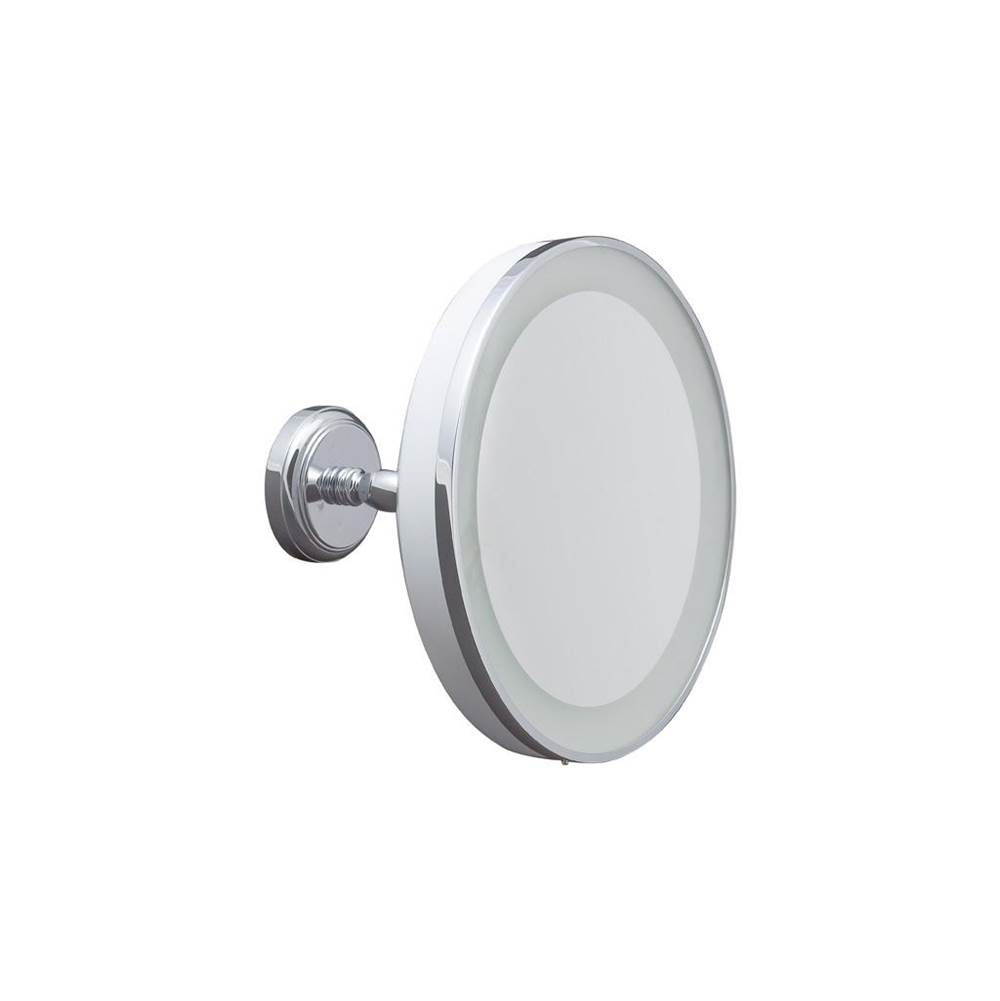 Cristal & Bronze Wall Mounted Round Lit And Magnifying Mirror, Plain Frame, Ø25cm