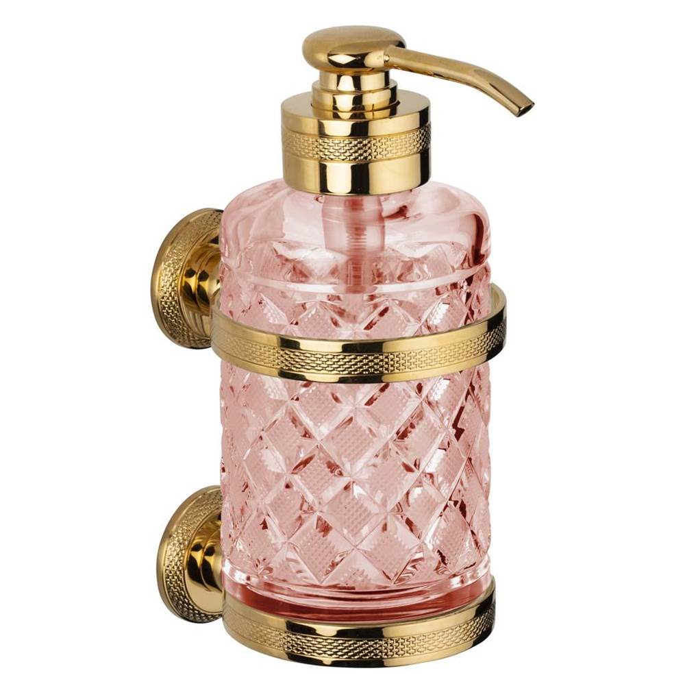 Cristal & Bronze Wall Mounted Soap Dispenser, Large Size, Cont. 360Ml, Pink Crystal