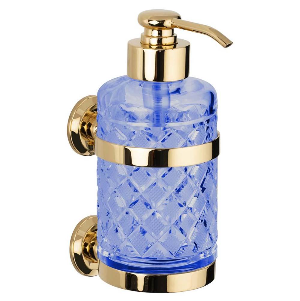 Cristal & Bronze Wall Mounted Soap Dispenser, Large Size, Cont. 360Ml, Blue Crystal