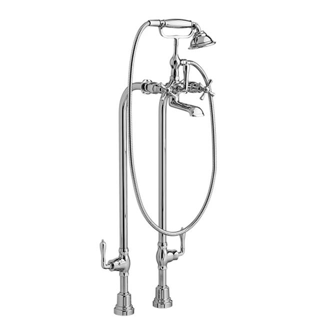 DXV Transitional Floor Mount Bathtub Filler with Hand Shower and Randall® Cross Handles
