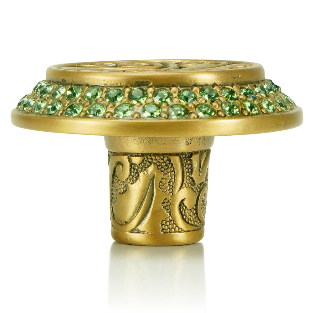 Edgar Berebi Rookwood Knob; Erinite Green Crystal Museum Gold Finish