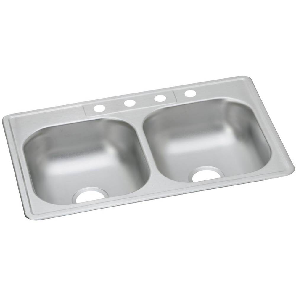 Elkay Dayton Stainless Steel 33'' x 22'' x 6-9/16'', 1-Hole Equal Double Bowl Drop-in Sink (10 Pack)