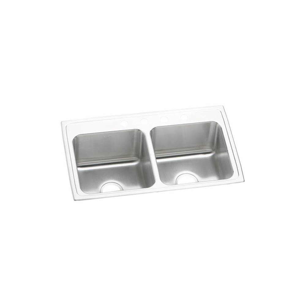 Elkay Lustertone Classic Stainless Steel 33'' x 19-1/2'' x 10-1/8'', MR2-Hole Equal Double Bowl Drop-in Sink