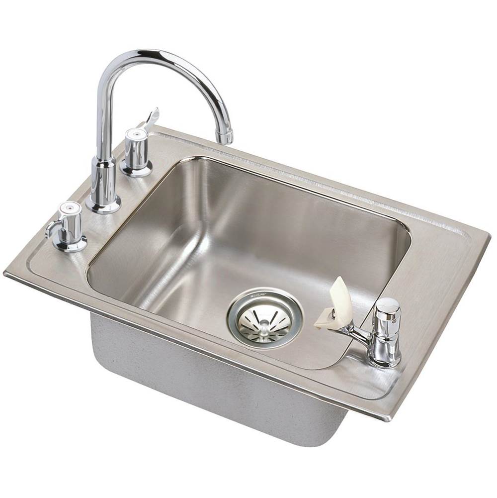 Elkay Lustertone Classic Stainless Steel 25'' x 17'' x 5-1/2'', 4-Hole Single Bowl Drop-in Classroom ADA Sink with Quick-clip Kit
