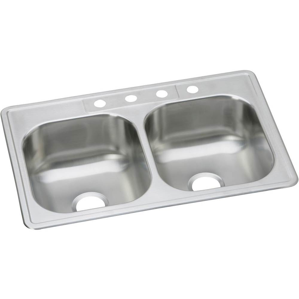 Elkay Dayton Stainless Steel 33'' x 22'' x 8-1/16'', 4-Hole Equal Double Bowl Drop-in Sink (10 Pack)